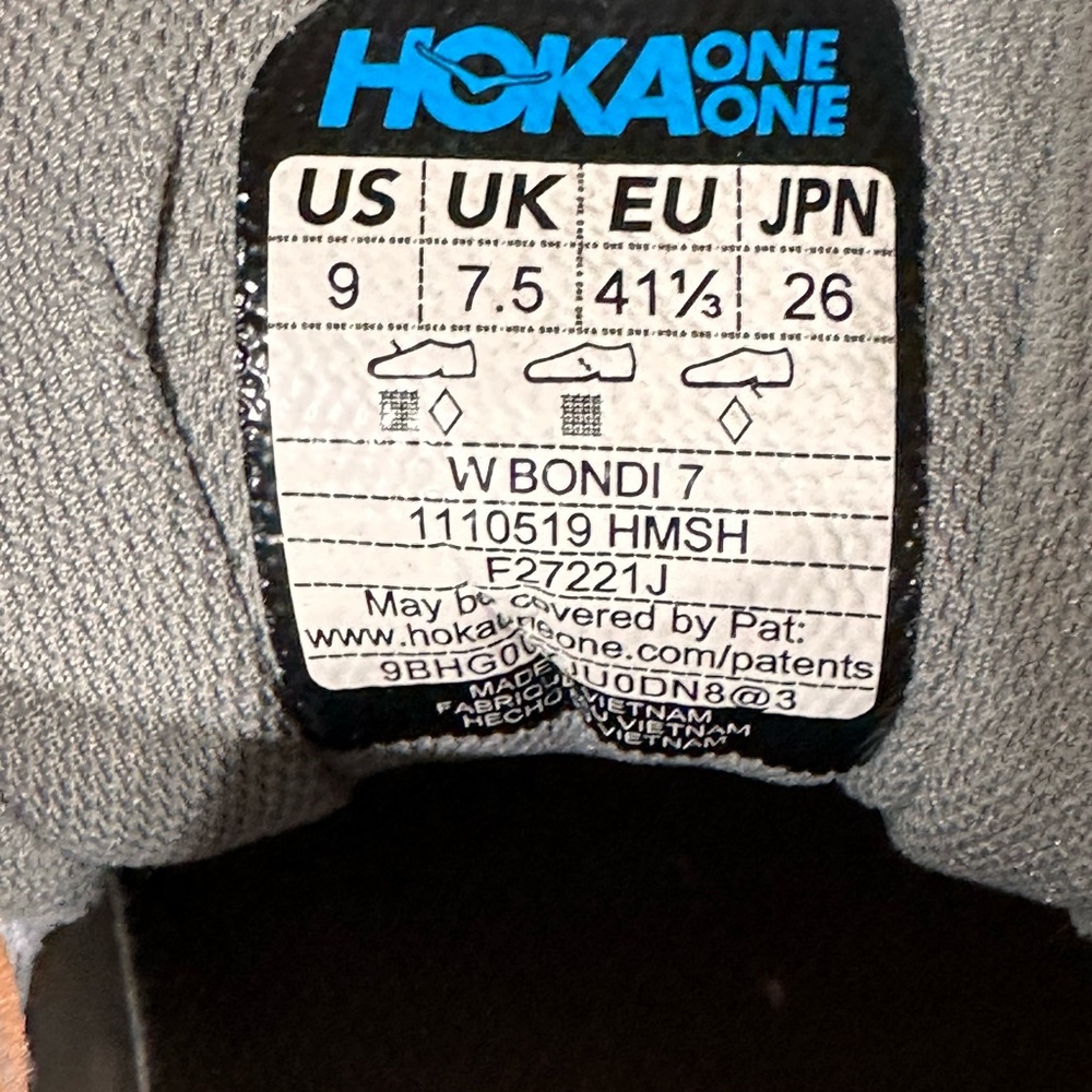 Hoka One One Bondi 7 Women's Gray and Peach Athletic Shoes - Picture 9 of 9
